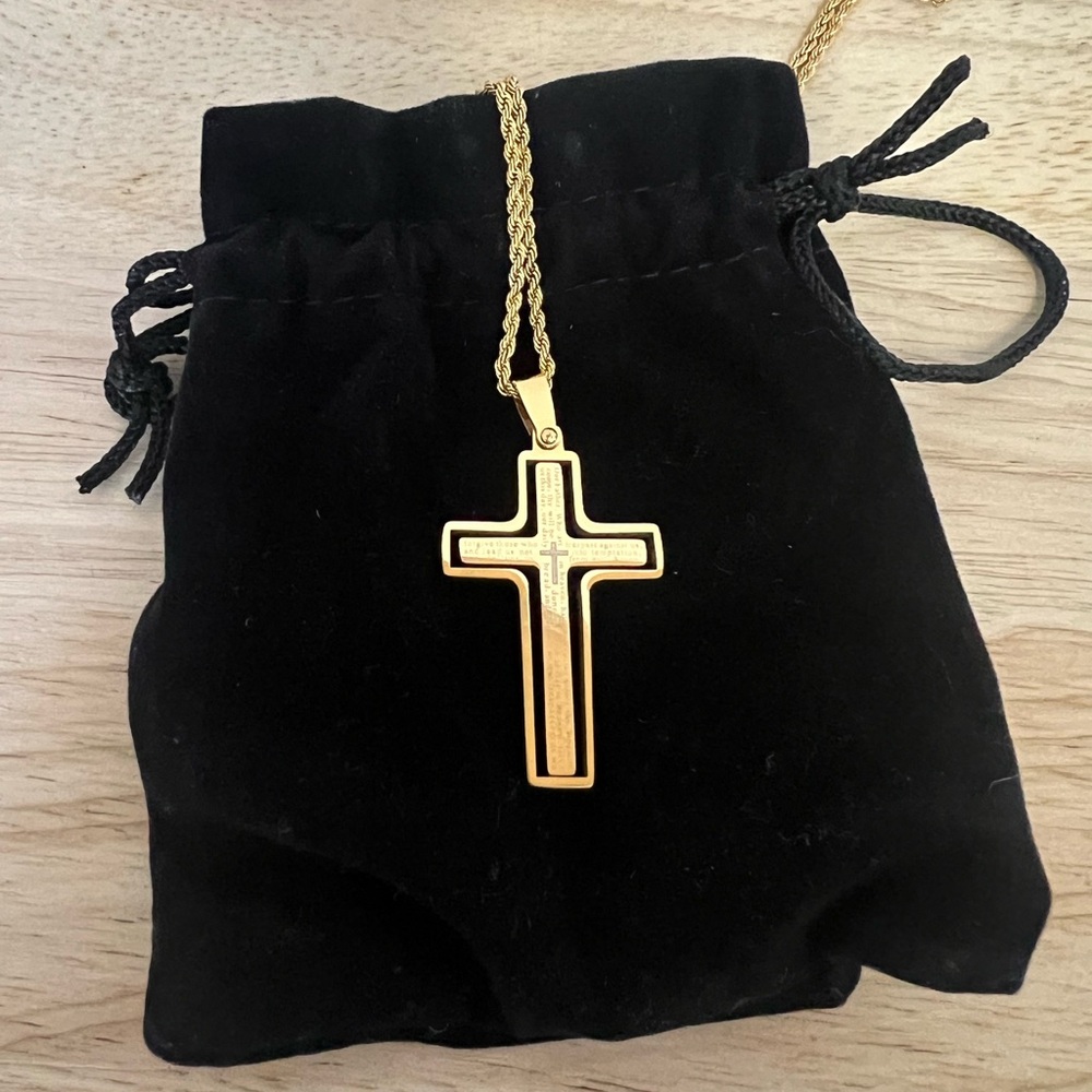 Lord's‎ Prayer Cross pendant.